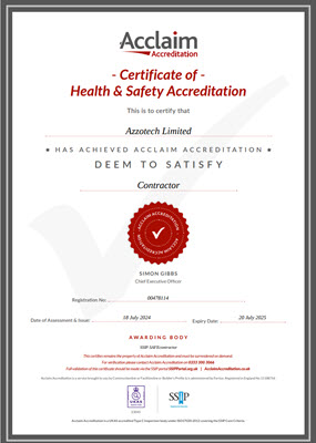 Acclaim Certificate of Health & Safety Accreditation