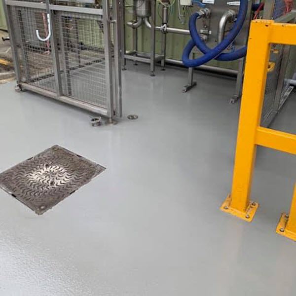 Antimicrobial resin floors repairs at brewery, Azzotech